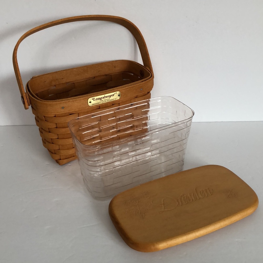 Longaberger 1996 Edition Dresden Tour Basket With Plastic Insert And Wood Lid
